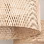 Foto 31548-14: Rotan hanglamp met twee ronde bamboe kappen aan beige plafondplaat E27