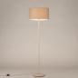 Foto 31550-2: Beige vloerlamp met ronde kap van linnen in taupe 