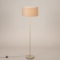 Foto 31550-4: Beige vloerlamp met ronde kap van linnen in taupe 