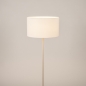Foto 31555-5: Beige Stehlampe mit rundem, beigefarbenen Leinen-Schirm