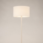 Foto 31555-6: Beige Stehlampe mit rundem, beigefarbenen Leinen-Schirm
