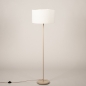 Foto 31555-7: Beige Stehlampe mit rundem, beigefarbenen Leinen-Schirm