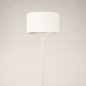Foto 31555-8: Beige Stehlampe mit rundem, beigefarbenen Leinen-Schirm