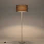 Foto 31556-3: Beige Metall Stehlampe mit rundem Schirm aus braunem Stoff