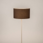 Foto 31556-5: Beige Metall Stehlampe mit rundem Schirm aus braunem Stoff