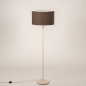 Foto 31556-7: Beige Metall Stehlampe mit rundem Schirm aus braunem Stoff