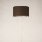 Foto 31556-8: Beige Metall Stehlampe mit rundem Schirm aus braunem Stoff