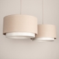 Foto 31558-10 niet_in_feed: Beige Japandi hanglamp met twee ronde kappen van beige stof 