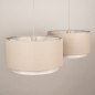 Foto 31558-11 detailfoto: Beige Japandi hanglamp met twee ronde kappen van beige stof 