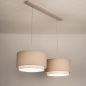 Foto 31558-2 detailfoto: Beige Japandi hanglamp met twee ronde kappen van beige stof 