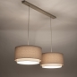 Foto 31558-3 sfeerfoto: Beige Japandi hanglamp met twee ronde kappen van beige stof 