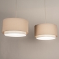 Foto 31558-4 niet_in_feed: Beige Japandi hanglamp met twee ronde kappen van beige stof 