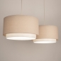 Foto 31558-7 niet_in_feed: Beige Japandi hanglamp met twee ronde kappen van beige stof 