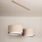 Foto 31558-8 detailfoto: Beige Japandi hanglamp met twee ronde kappen van beige stof 