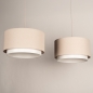 Foto 31558-9 niet_in_feed: Beige Japandi hanglamp met twee ronde kappen van beige stof 