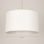 Foto 31559-1: Beige hanglamp met ronde kap van stof in het wit 
