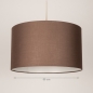 Foto 31562-1: Beige hanglamp met bruine kap van stof in het rond E27