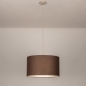 Foto 31562-2: Beige hanglamp met bruine kap van stof in het rond E27