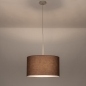 Foto 31562-3: Beige hanglamp met bruine kap van stof in het rond E27
