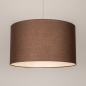 Foto 31562-5: Beige hanglamp met bruine kap van stof in het rond E27