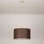 Foto 31562-6: Beige hanglamp met bruine kap van stof in het rond E27