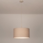 Foto 31565-2: Beige Hängeleuchte mit rundem taupefarbenem Leinenschirm