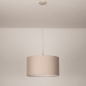 Foto 31565-5: Beige Hängeleuchte mit rundem taupefarbenem Leinenschirm