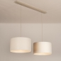 Foto 31566-1: Beige hanglamp met twee witte stoffen kappen E27 lange snoeren