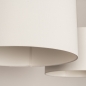 Foto 31566-10: Beige hanglamp met twee witte stoffen kappen E27 lange snoeren