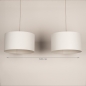 Foto 31566-14: Beige hanglamp met twee witte stoffen kappen E27 lange snoeren