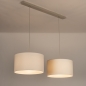 Foto 31566-2: Beige hanglamp met twee witte stoffen kappen E27 lange snoeren