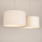Foto 31566-5: Beige hanglamp met twee witte stoffen kappen E27 lange snoeren
