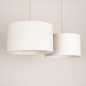 Foto 31566-7: Beige hanglamp met twee witte stoffen kappen E27 lange snoeren