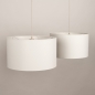 Foto 31566-8: Beige hanglamp met twee witte stoffen kappen E27 lange snoeren