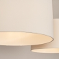 Foto 31566-9: Beige hanglamp met twee witte stoffen kappen E27 lange snoeren