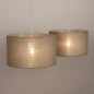Foto 31567-3: Beige Pendelleuchte mit zwei taupefarbenen Schirmen E27
