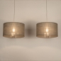 Foto 31567-4: Beige Pendelleuchte mit zwei taupefarbenen Schirmen E27