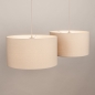 Foto 31568-3: Beige Hängelampe mit zwei runden Leinenschirmen E27