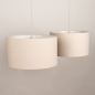 Foto 31568-8: Beige Hängelampe mit zwei runden Leinenschirmen E27