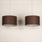 Foto 31569-1: Beige hanglamp met twee bruine stoffen kappen E27