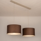 Foto 31569-2: Beige hanglamp met twee bruine stoffen kappen E27