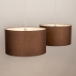 Foto 31569-3: Beige hanglamp met twee bruine stoffen kappen E27