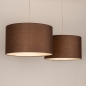 Foto 31569-5: Beige hanglamp met twee bruine stoffen kappen E27