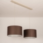 Foto 31569-6: Beige hanglamp met twee bruine stoffen kappen E27