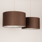 Foto 31569-7: Beige hanglamp met twee bruine stoffen kappen E27