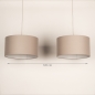 Foto 31570-1: Beige hanglamp met twee taupe linnen kappen E27