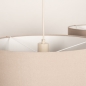 Foto 31570-12: Beige hanglamp met twee taupe linnen kappen E27