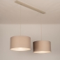 Foto 31570-2: Beige hanglamp met twee taupe linnen kappen E27