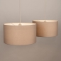 Foto 31570-4: Beige hanglamp met twee taupe linnen kappen E27
