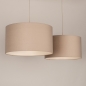 Foto 31570-6: Beige hanglamp met twee taupe linnen kappen E27